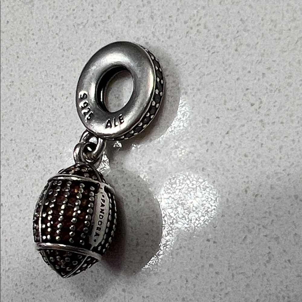 Pandora Silver Brown Football Dangle Charm